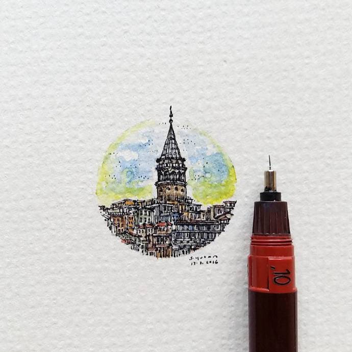 针管笔下的微缩景观-千呱资源网